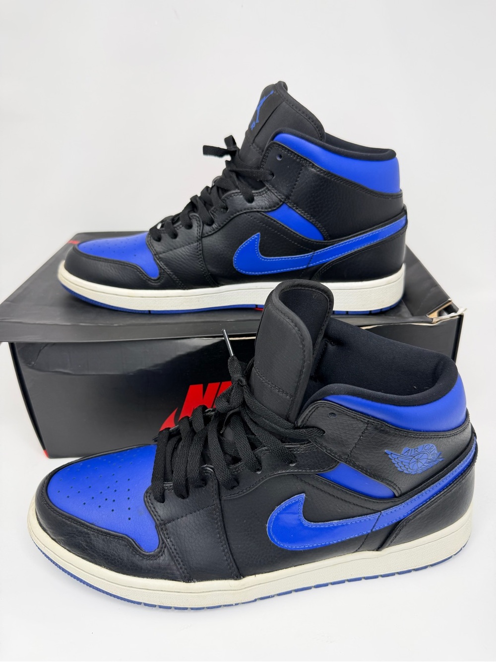 Nike Air Jordan 1 Mid Black and Royal Blue